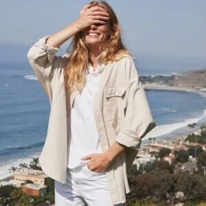 Frank & Eileen Beige Natural McLoghlin Italian Brushed Utility Shirt NWOT XS/S